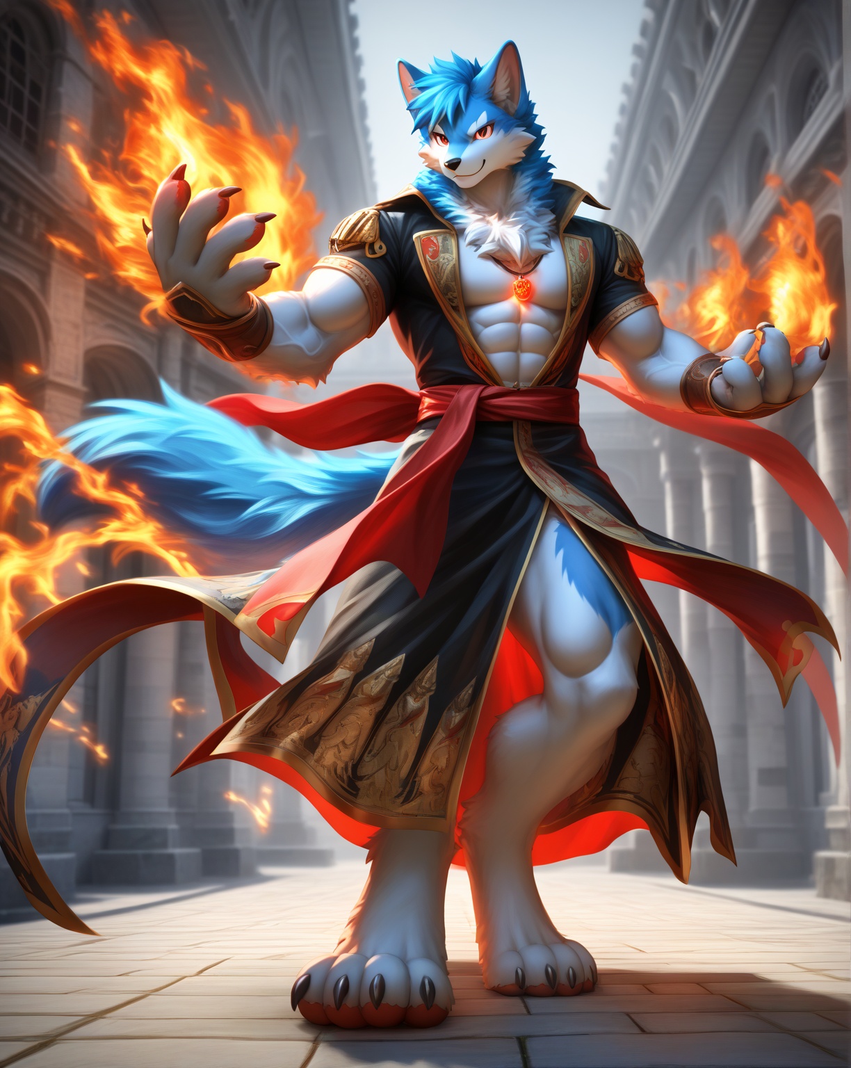 Surreal 3D render,  Fluffy Werewolf,  1boy on Tensor.Art