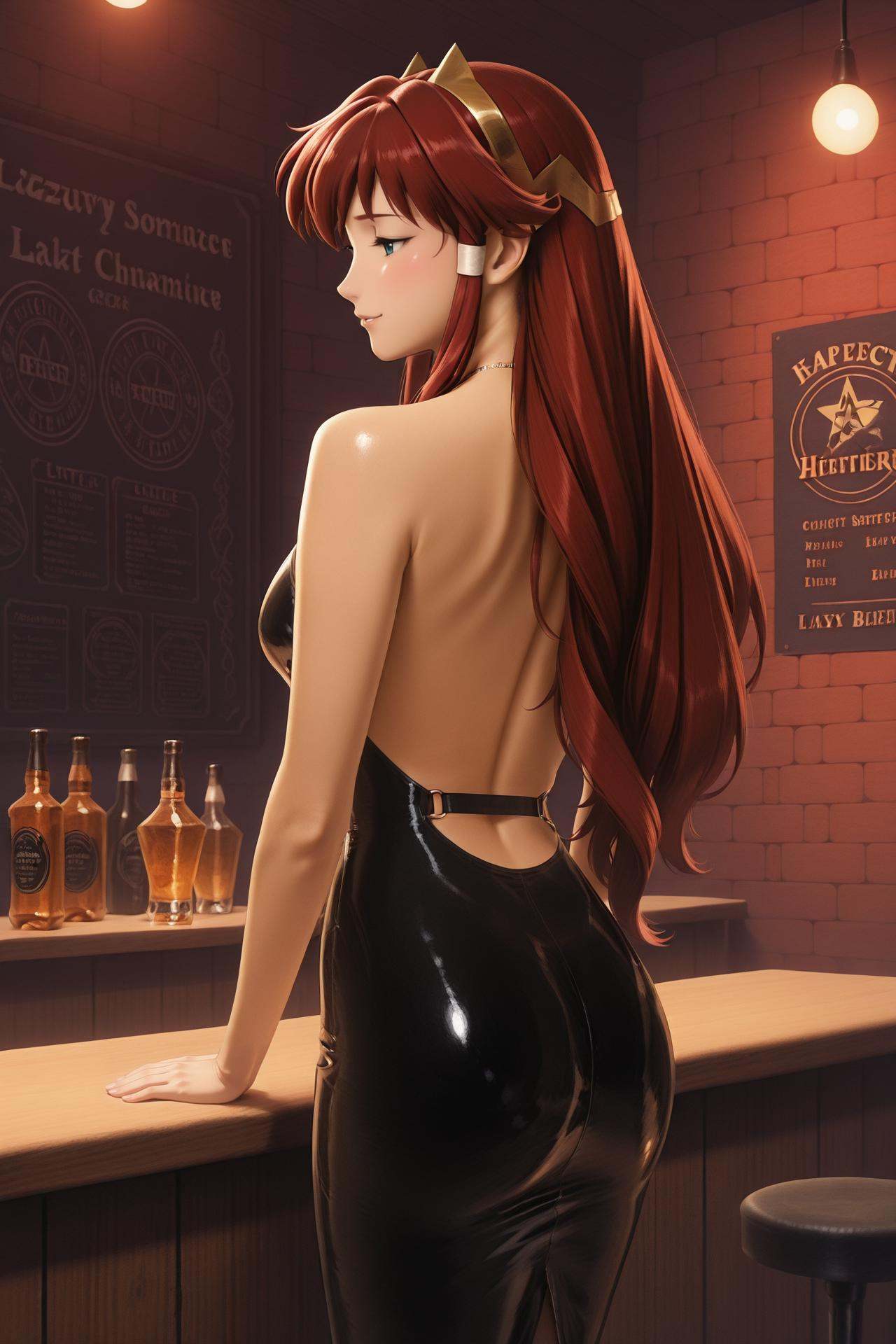 Dita_Liebely,  long red hair,  sidelocks on Tensor.Art