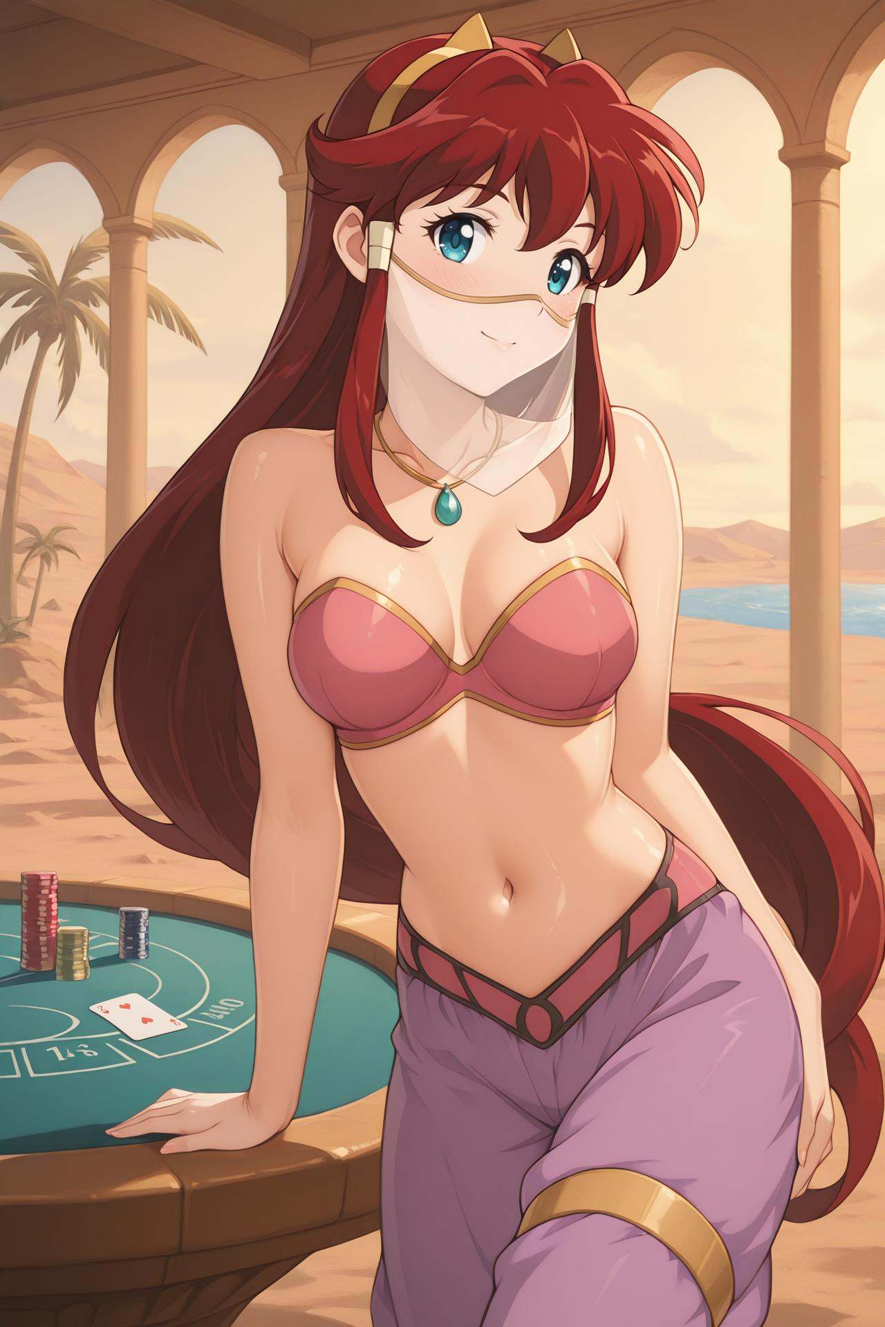 Dita_Liebely,  long red hair,  sidelocks on Tensor.Art