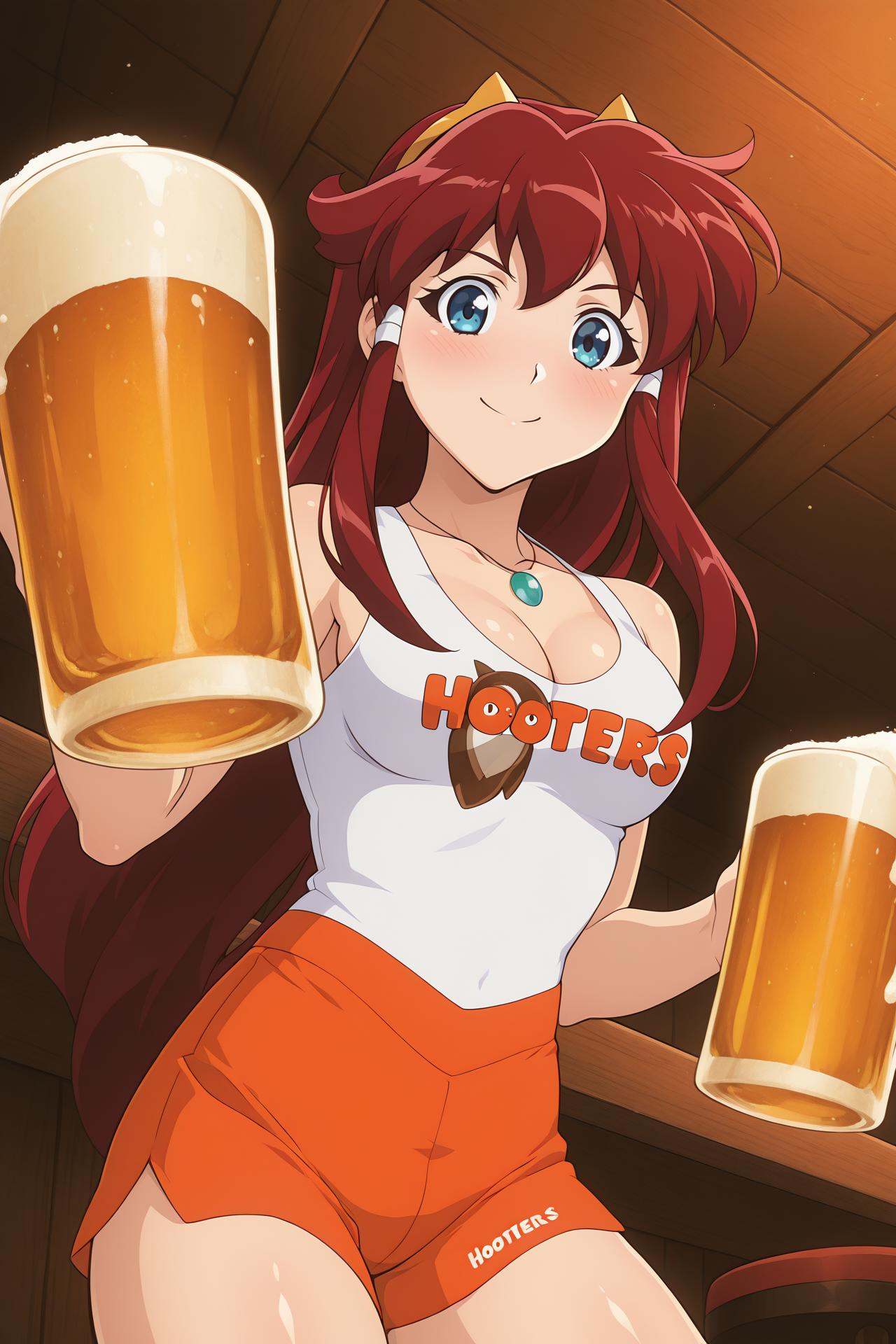 Dita_Liebely,  long red hair,  sidelocks on Tensor.Art