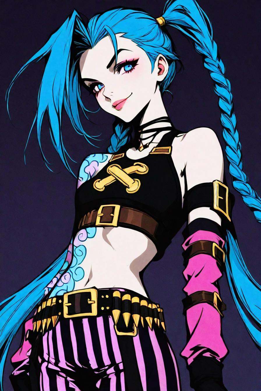 jinx,  blue hair,  pale skin on Tensor.Art
