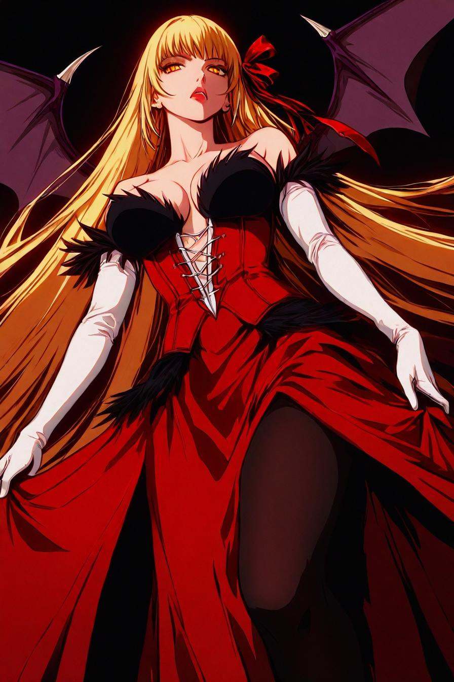 kiss-shot acerola-orion heart-under-blade,  very long hair,  blonde hair on Tensor.Art