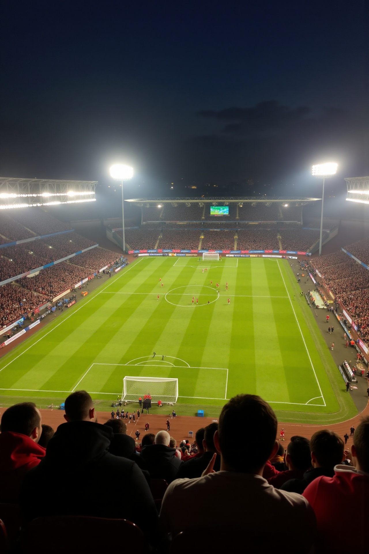 a view of a soccer match from the stands in a large stadium,  high-angle shot,  phone camera on Tensor.Art