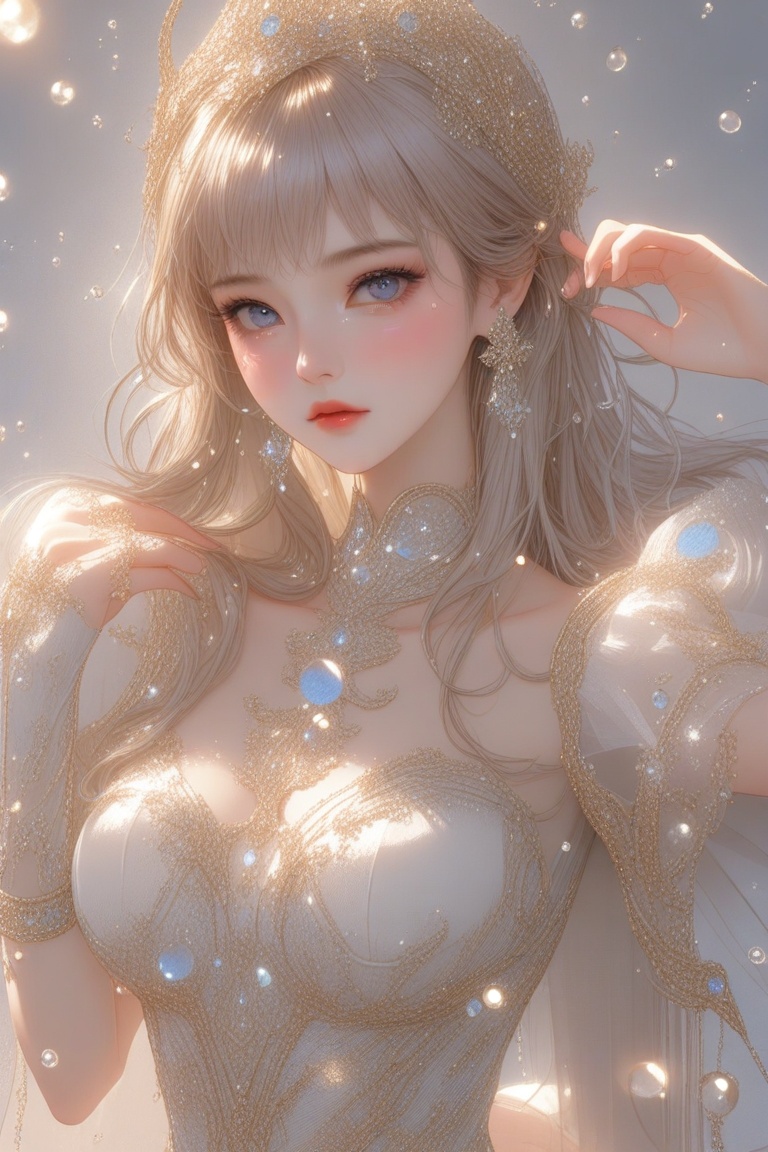 Hyp3rAn1me,  Beautiful girl. She is very cute,  she wears a very luxurious outfit. detailed image on Tensor.Art