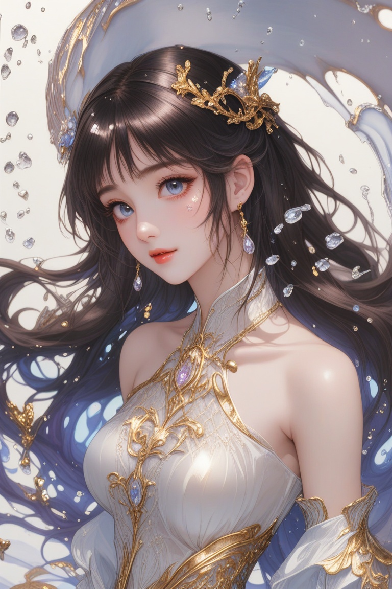 Hyp3rAn1me,  Beautiful girl. She is very cute,  she wears a very luxurious outfit. detailed image on Tensor.Art
