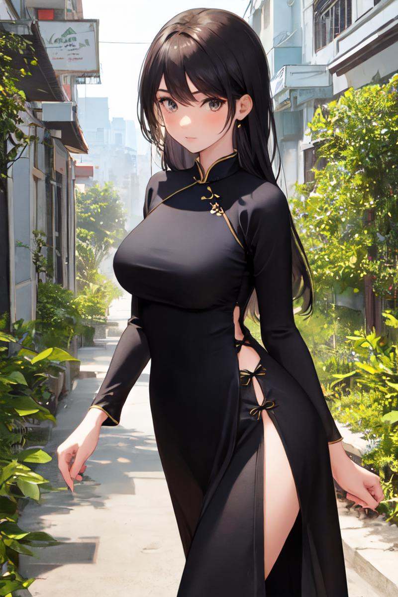 1girl,  solo,  vietnamese dress on Tensor.Art