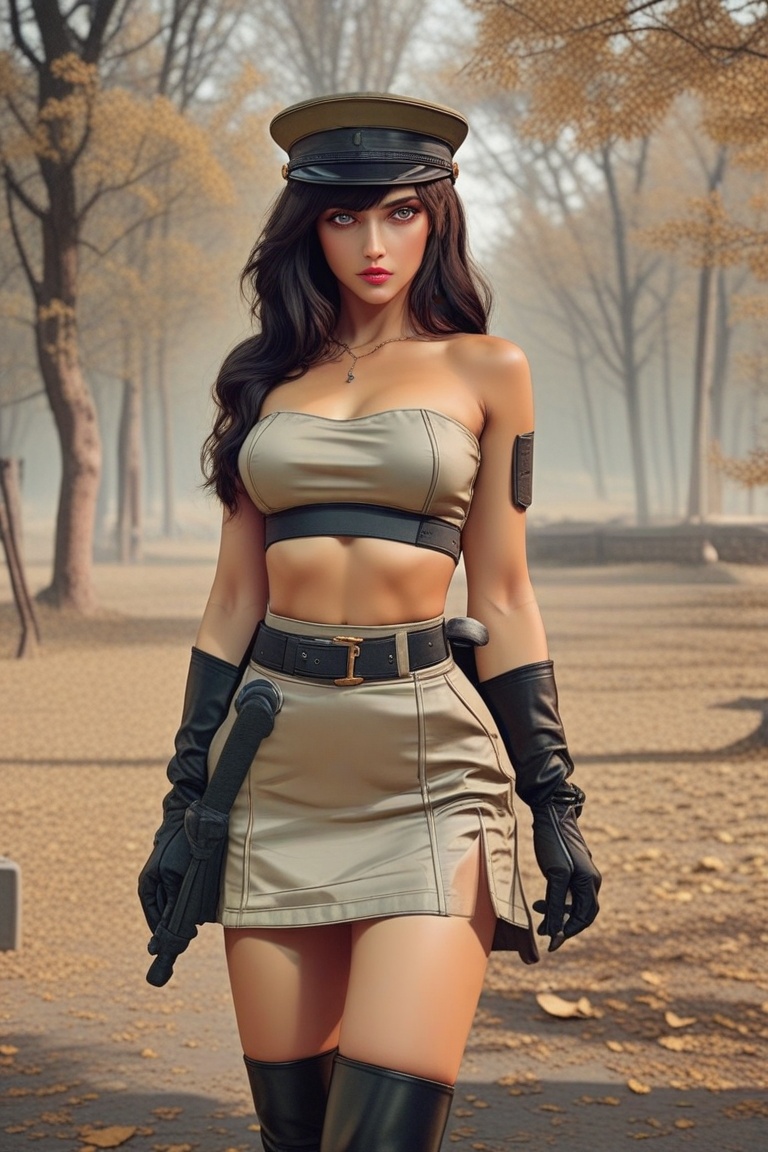 Hyp3rAn1me,  Female Instructor military uniform military hat dark haired It looks scary but it looks fun Atmosphere of Sed...