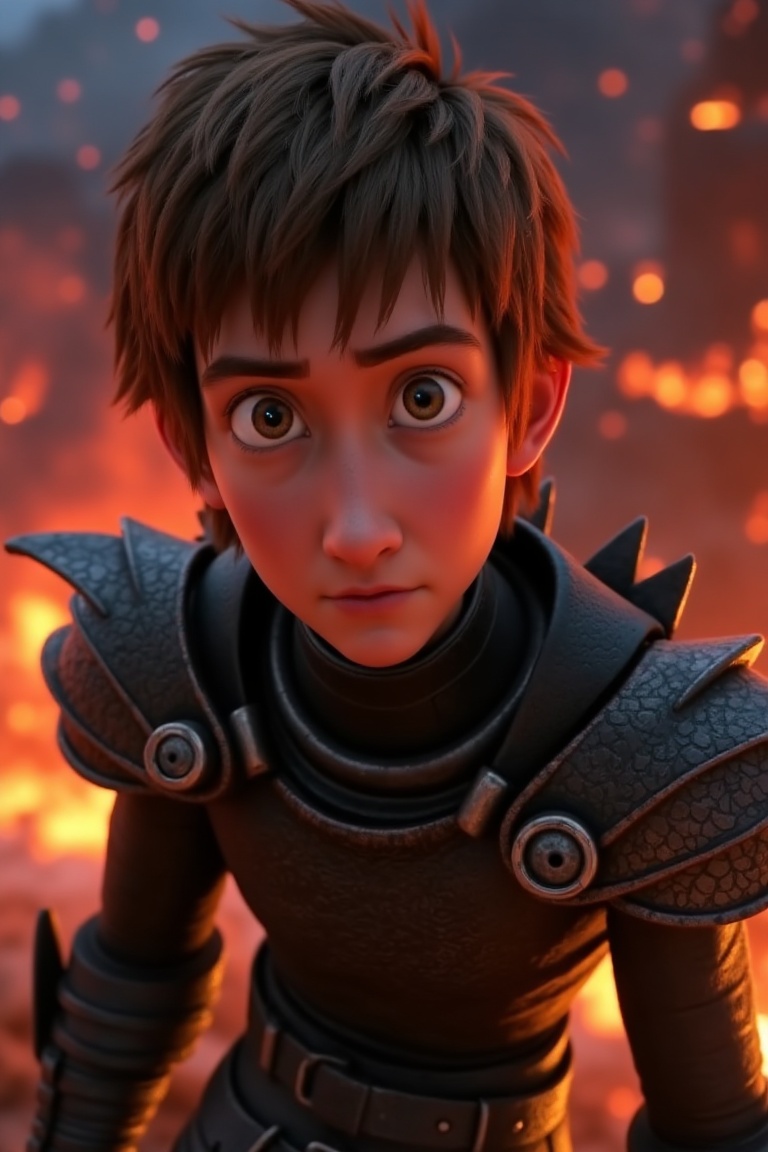 (httyd_hiccup),  cinematic close-up,  serious expression on Tensor.Art