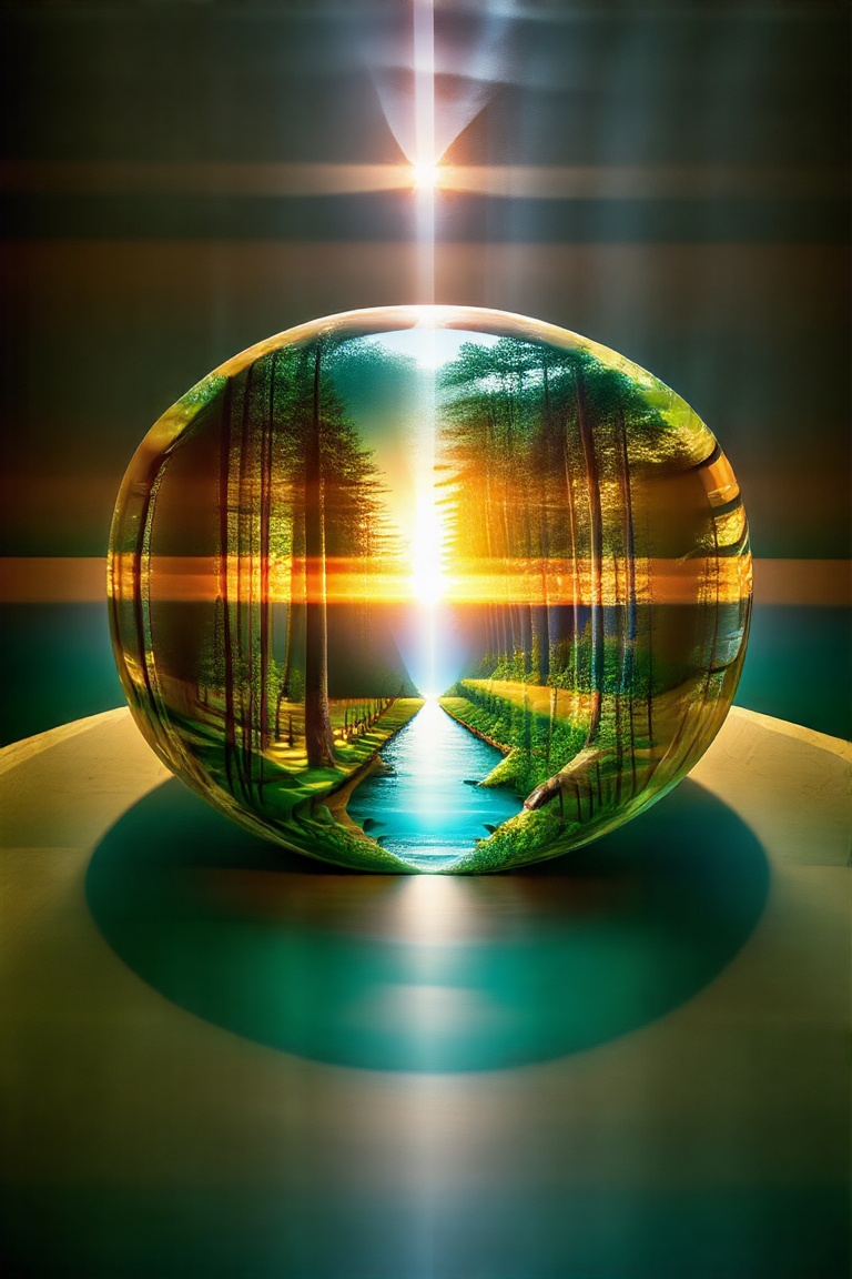 The watermelon inside is transparent holographically painted a drainage from a cliff,  the watermelon lies on the dish ent...