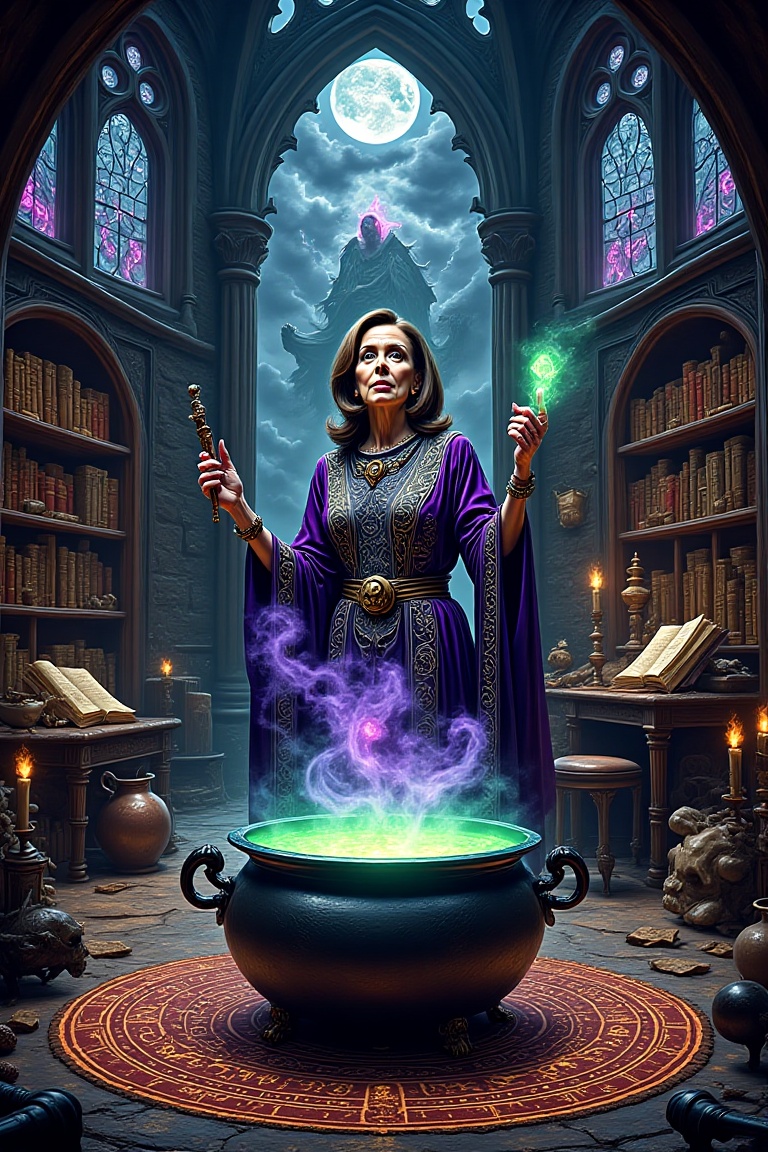 # Iggwilv in Her Arcane Study - Detailed Art Prompt ## Main Subject: Iggwilv/Tasha - **Appearance**: Strikingly beautiful...
