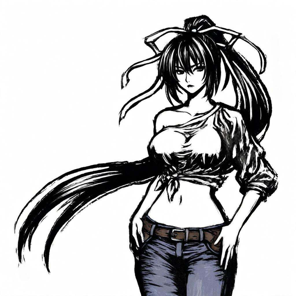 japanese_ink_style,  1girl,  solo on Tensor.Art