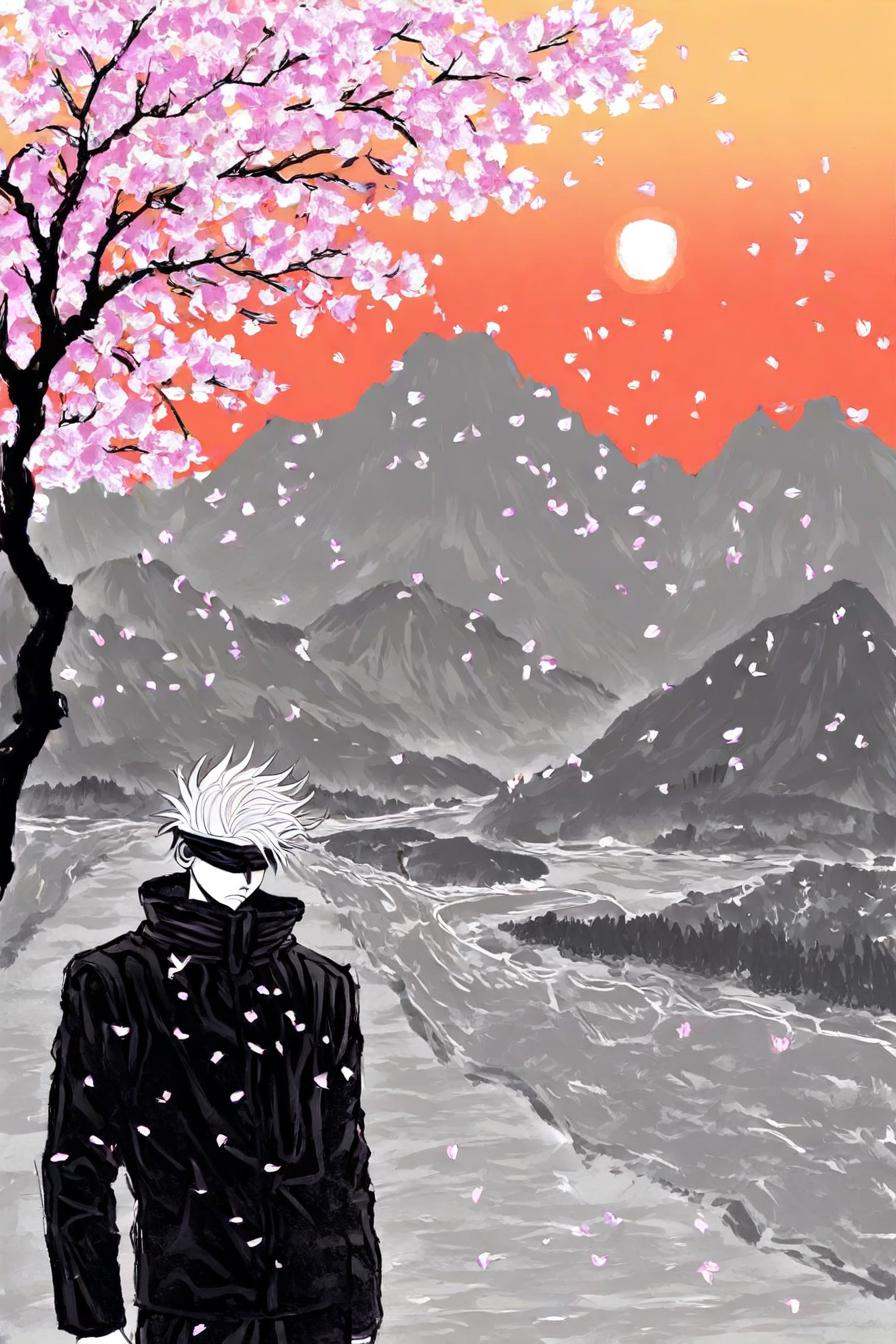 gojou satoru,  upper body,  white hair on Tensor.Art