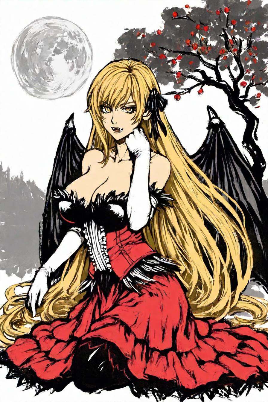 kiss-shot acerola-orion heart-under-blade,  very long hair,  blonde hair on Tensor.Art