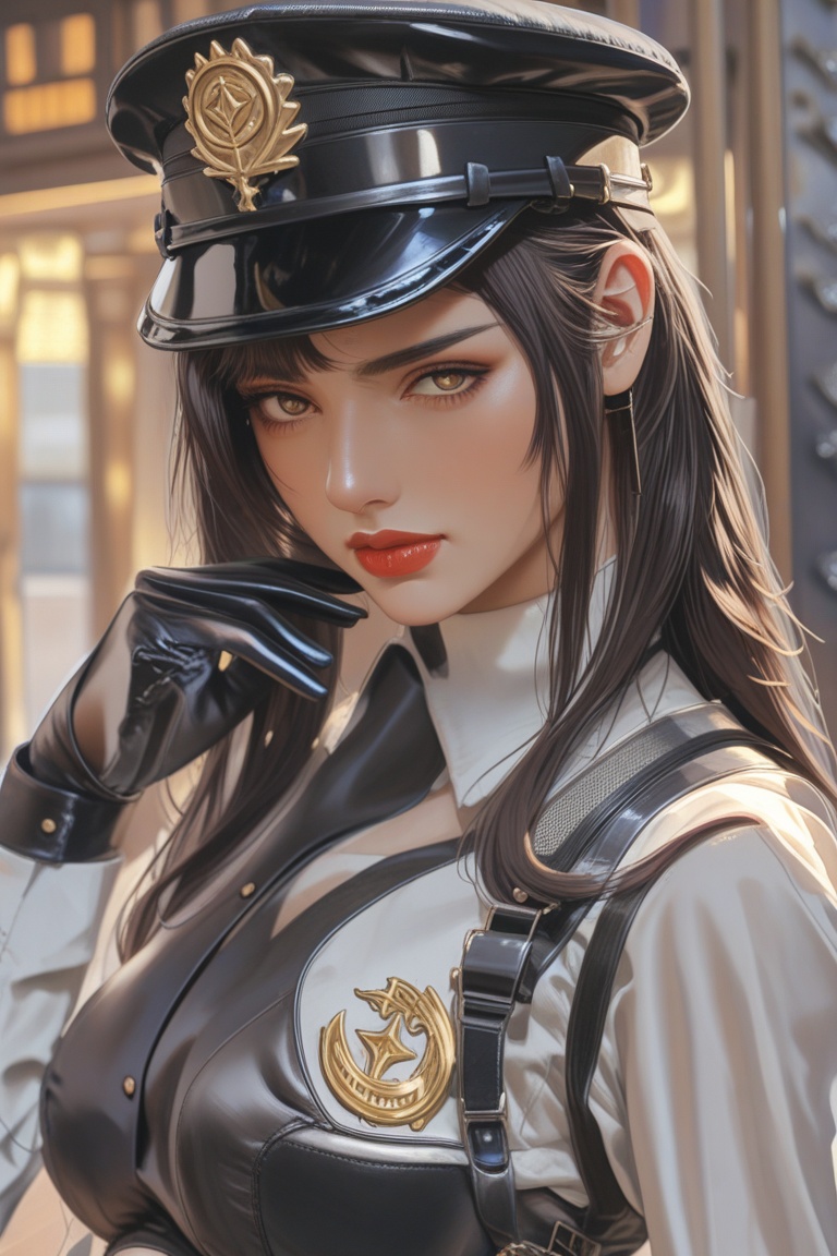 Hyp3rAn1me,  Female Instructor military uniform military hat dark haired It looks scary but it looks fun Atmosphere of Sed...