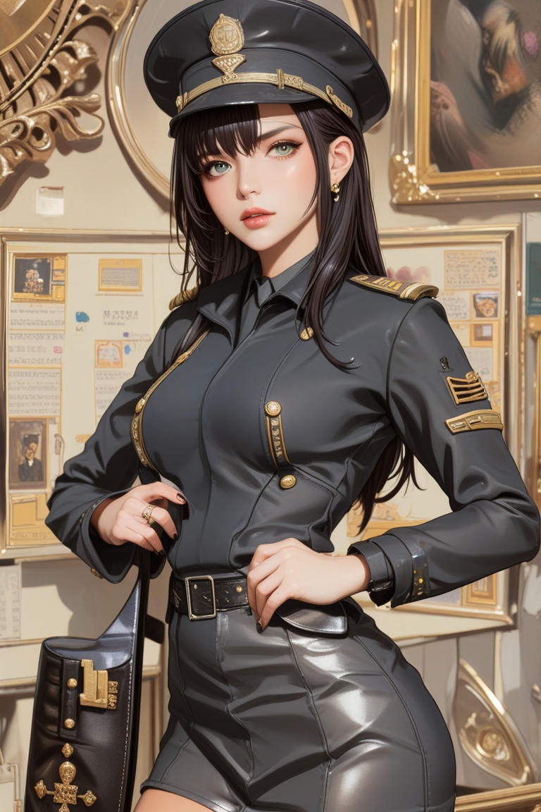 Hyp3rAn1me,  Female Instructor military uniform military hat dark haired It looks scary but it looks fun Atmosphere of Sed...