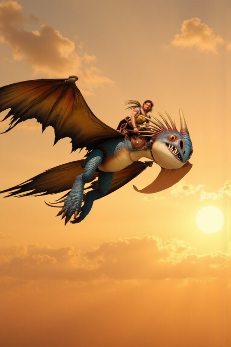 stormflydragon,  a dragon with a httyd_astrid,  viking rider wearing fur armor and leather on Tensor.Art