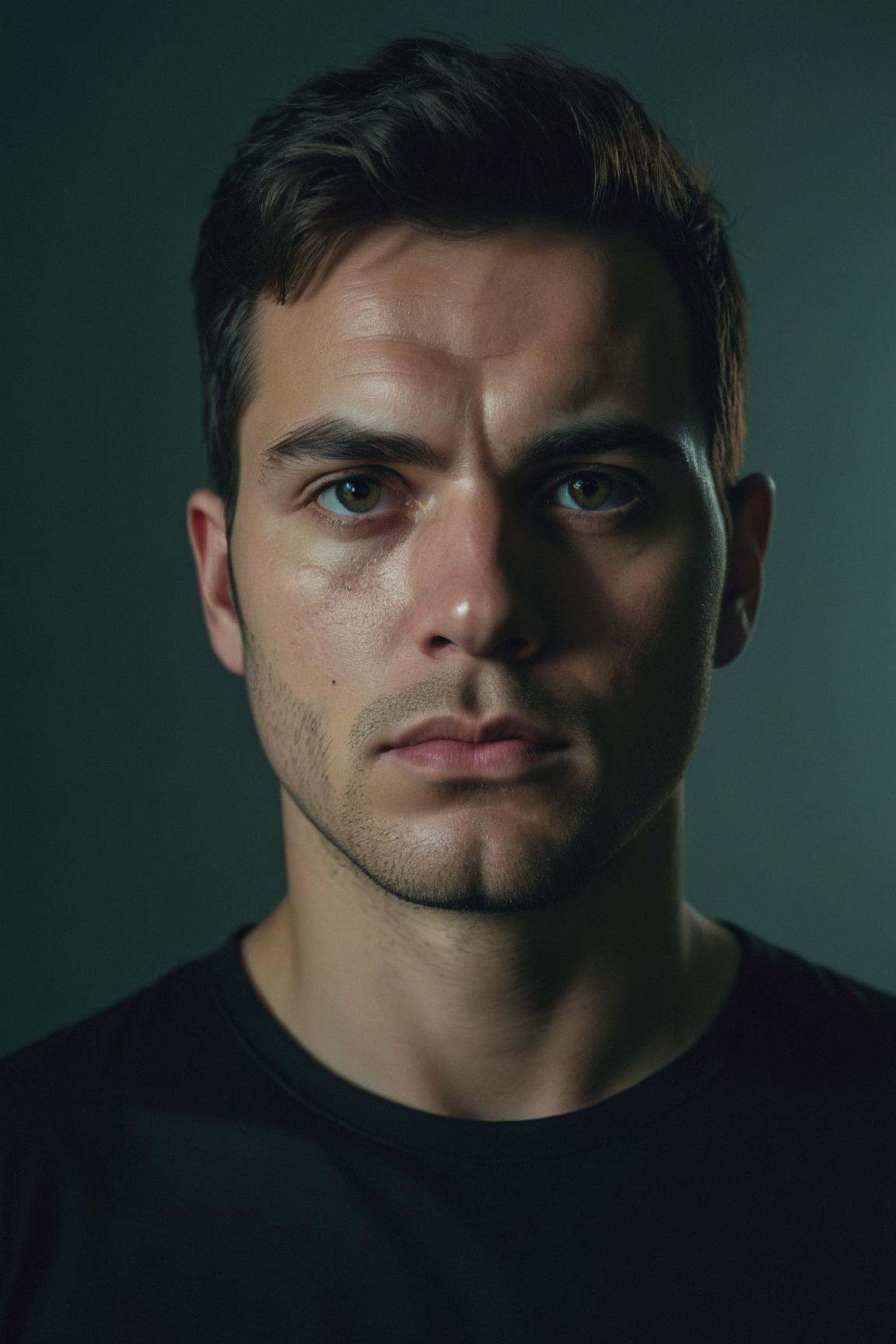 high quality,  portrait photo of 30 y.o european man,  wearing black shirt on Tensor.Art