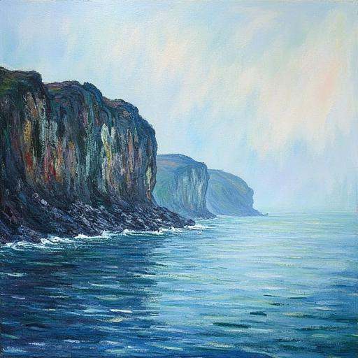 painting of a seascape with a rocky cliff in the background on Tensor.Art
