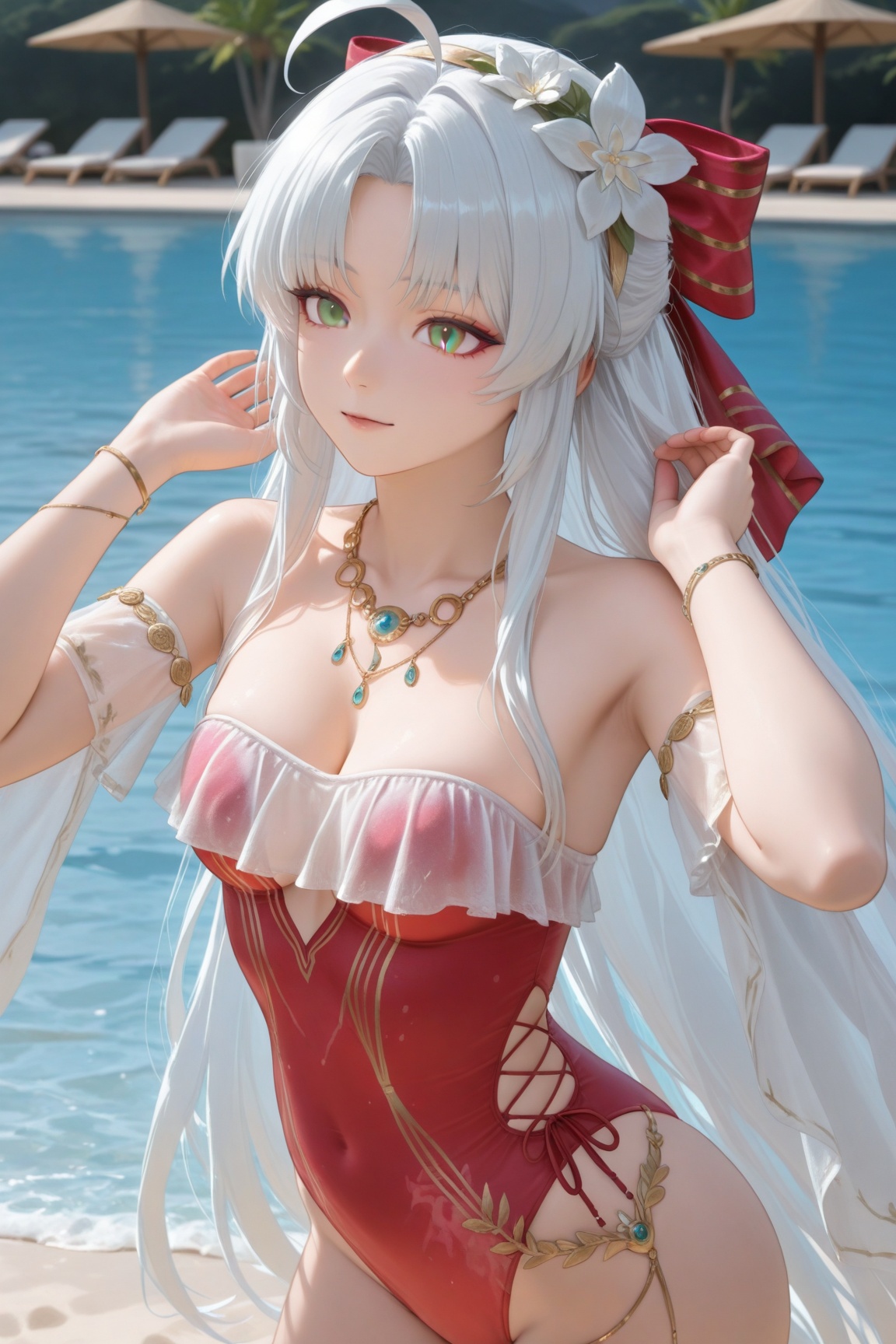 carlotta \(splashing summer\) \(wuthering waves\),  1girl,  white hair on Tensor.Art