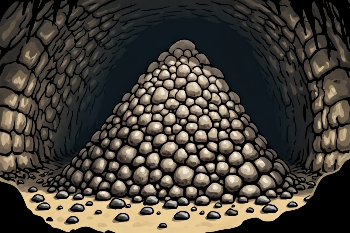 A high-quality DFStyleAnima illustration of an enormous,  natural cave room. The cave walls are rugged and uneven,  with m...