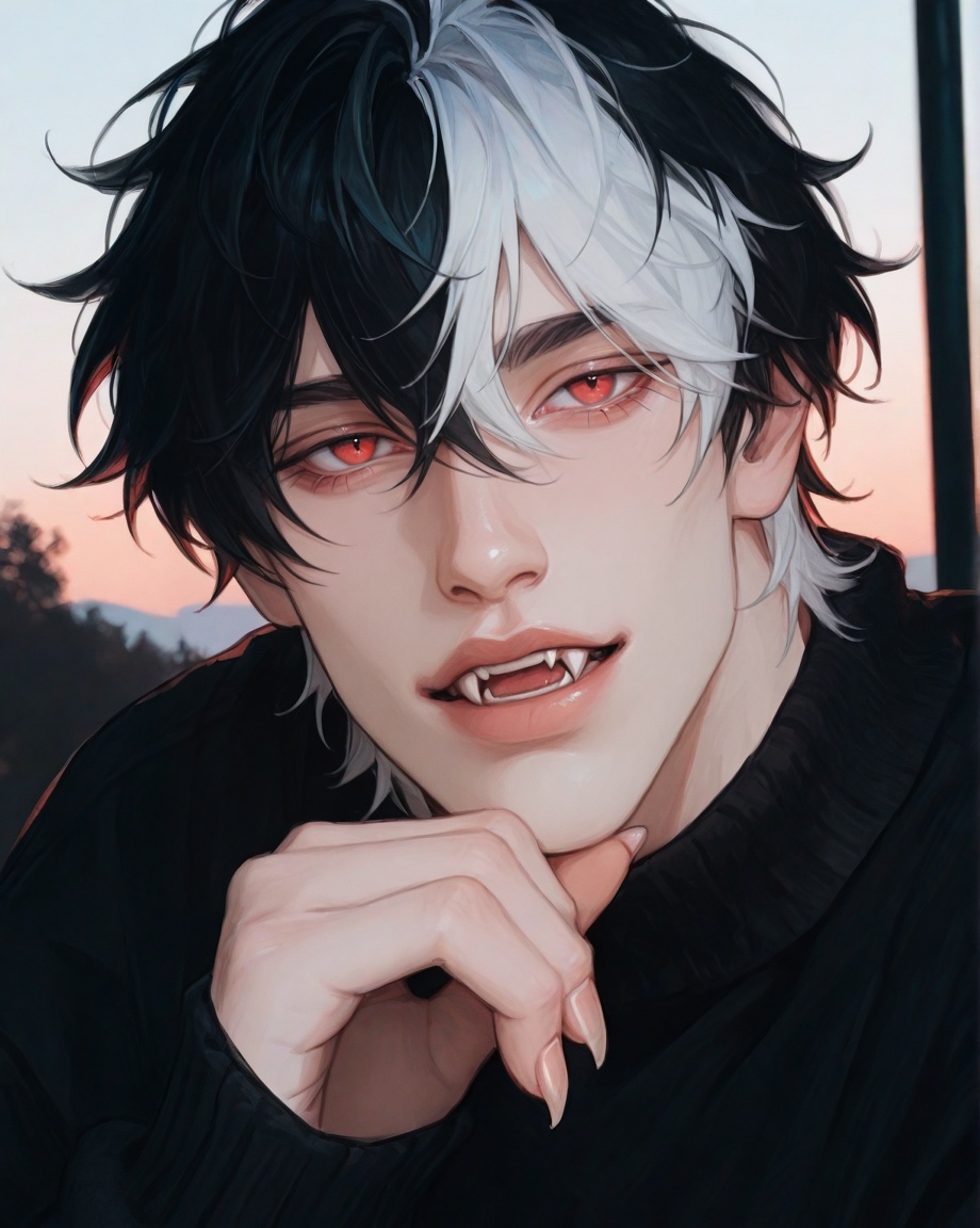 1boy,  black_hair,  black_sweater on Tensor.Art