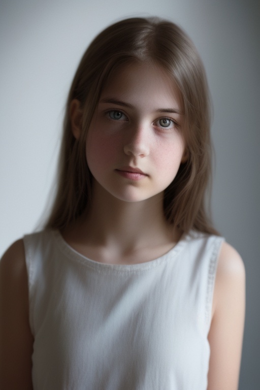 A photorealistic image of a 1 girl,  framed in a realistic snapshot style. The lighting is natural,  with soft shadows. Sh...