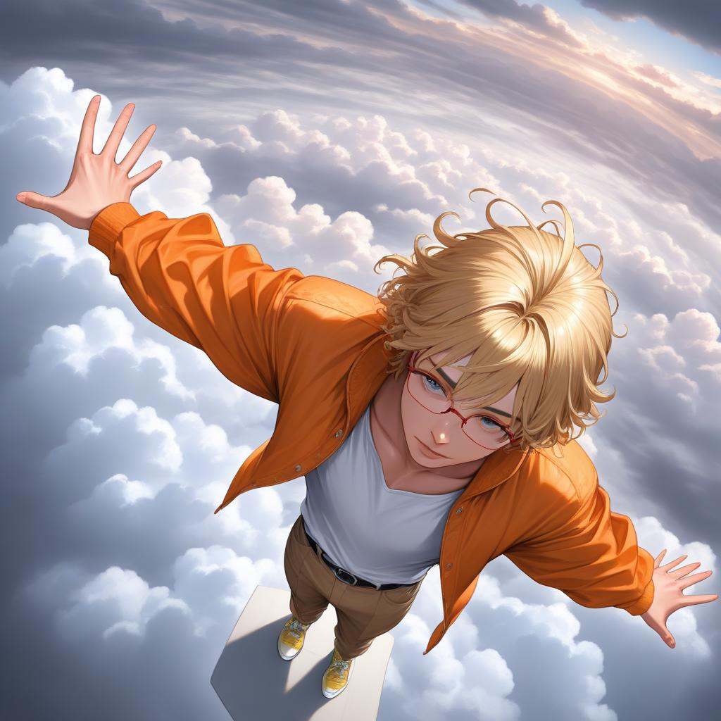 OC_Piyo,  stretched arms,  clouds on Tensor.Art