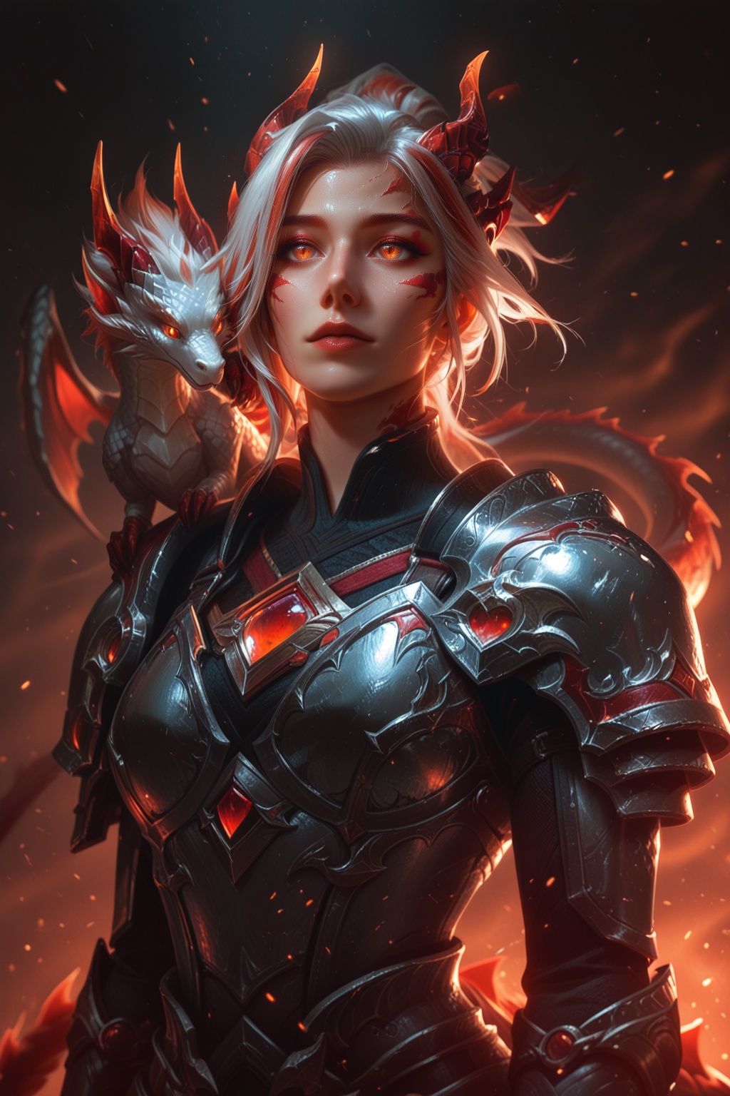 1girl,  upper body,  perched small dragon on shoulder on Tensor.Art