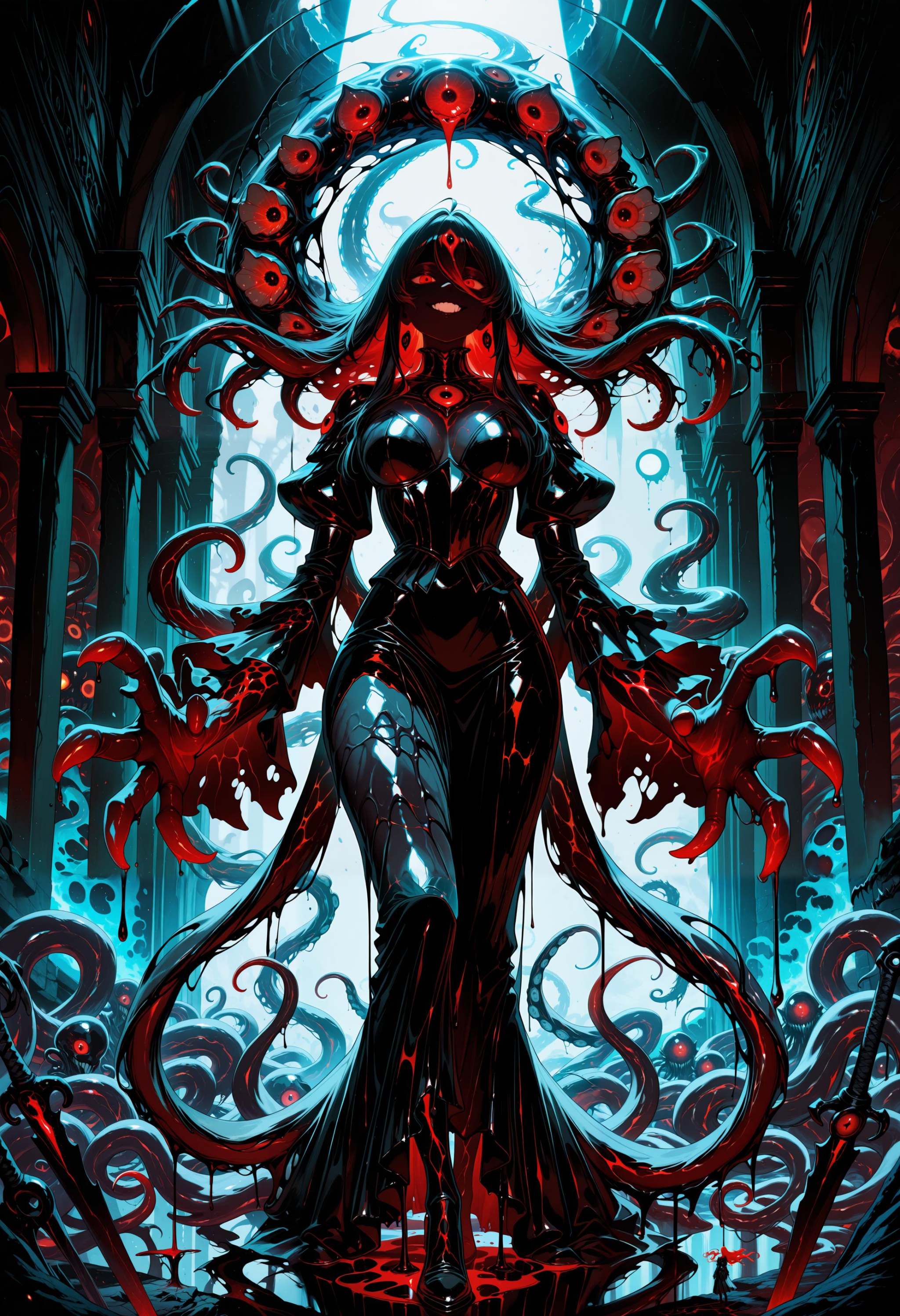 Newanimecore,  side view,  massive demonic entity on Tensor.Art