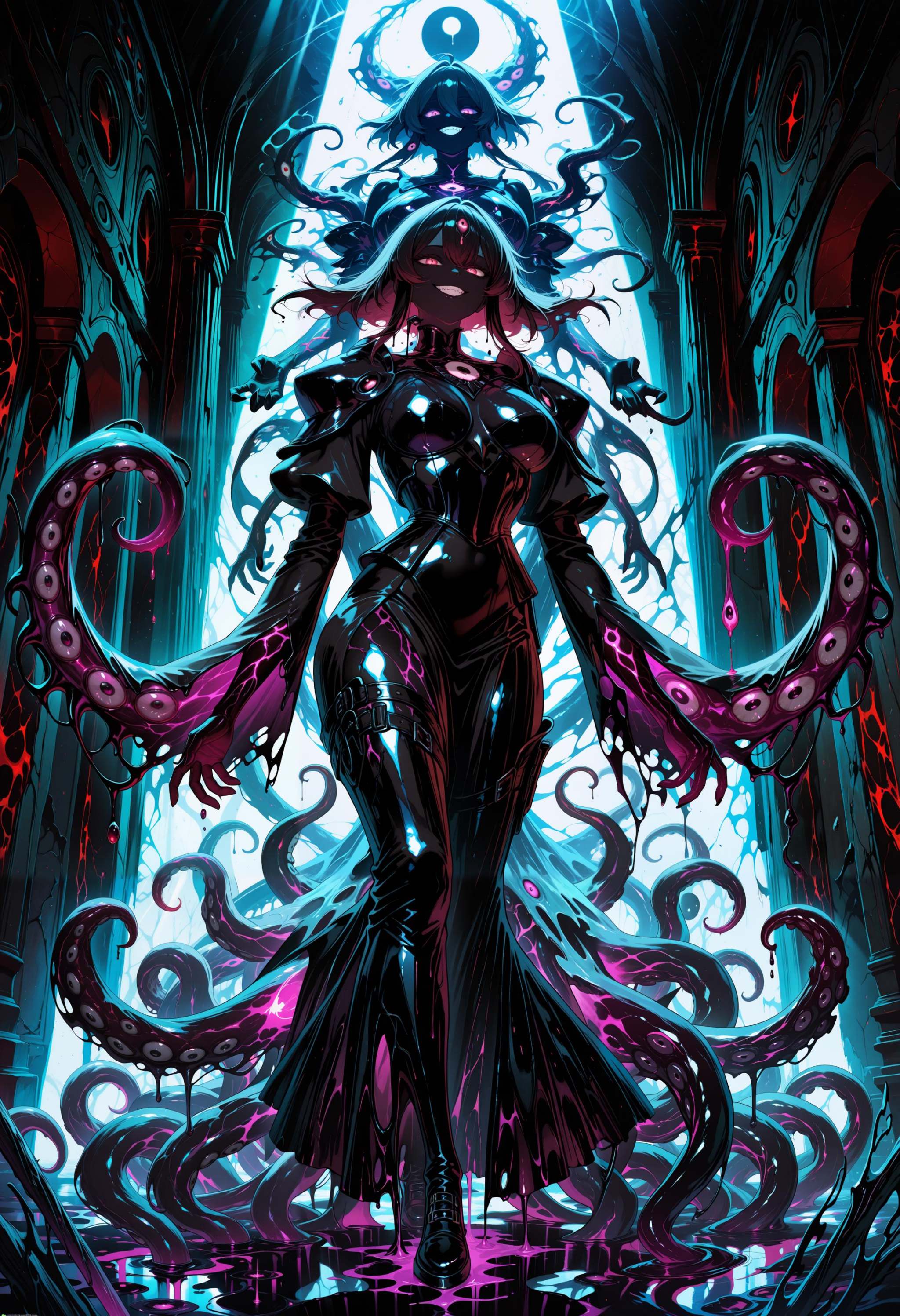 Newanimecore,  side view,  massive demonic entity on Tensor.Art