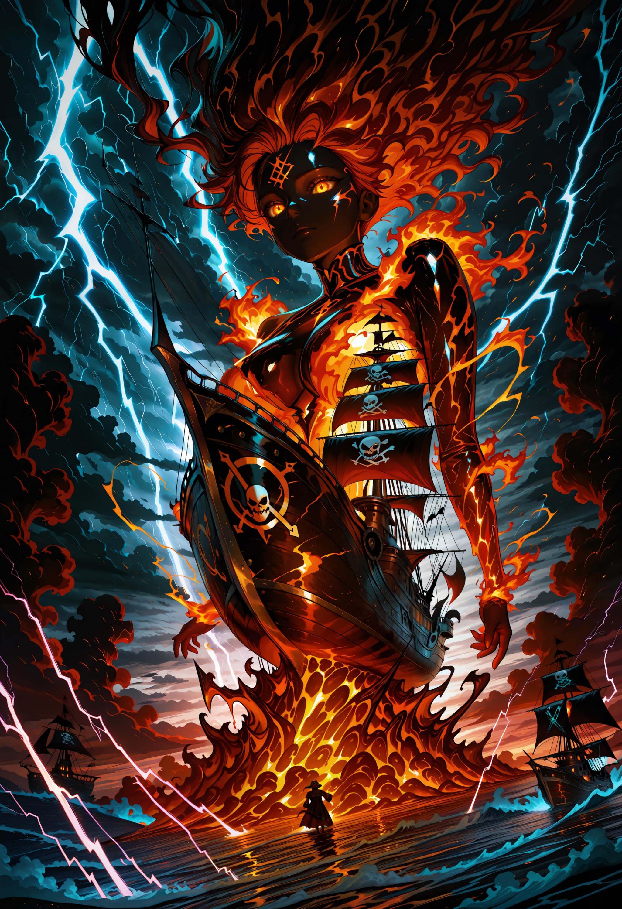 newAnimecore,  side view,  pirate ship on Tensor.Art