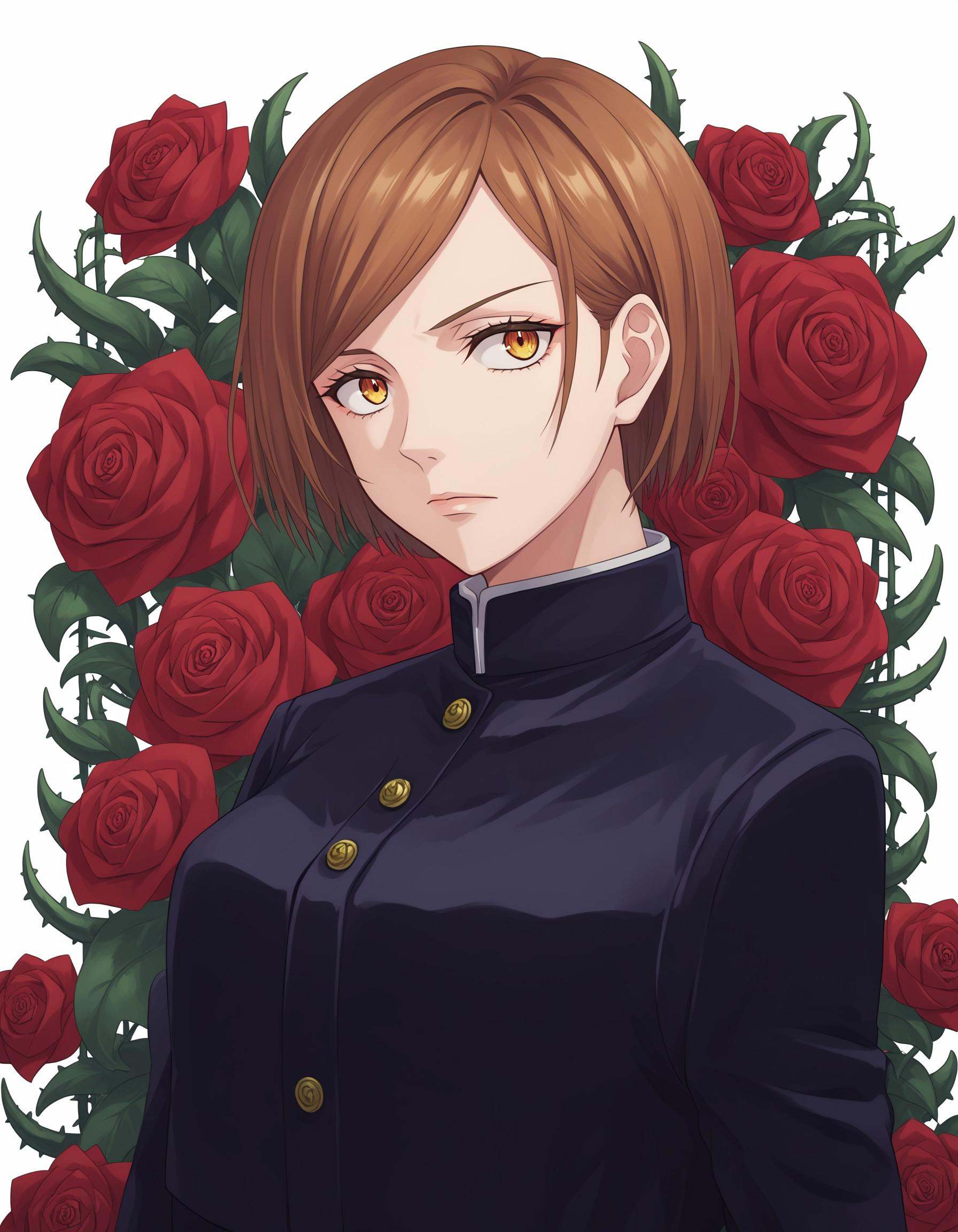 1girl,  kugisaki_nobara,  flower on Tensor.Art