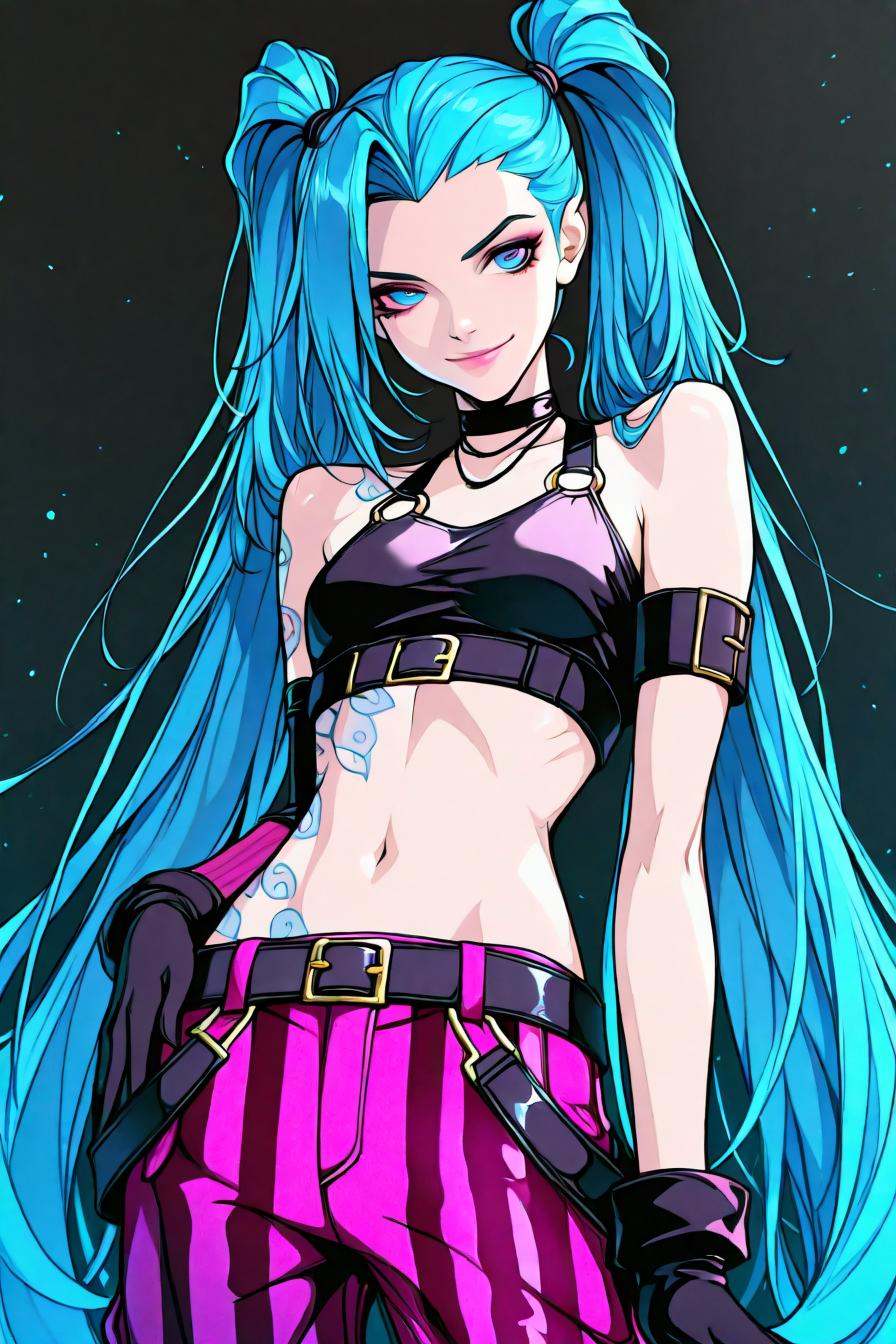 jinx,  blue hair,  pale skin on Tensor.Art
