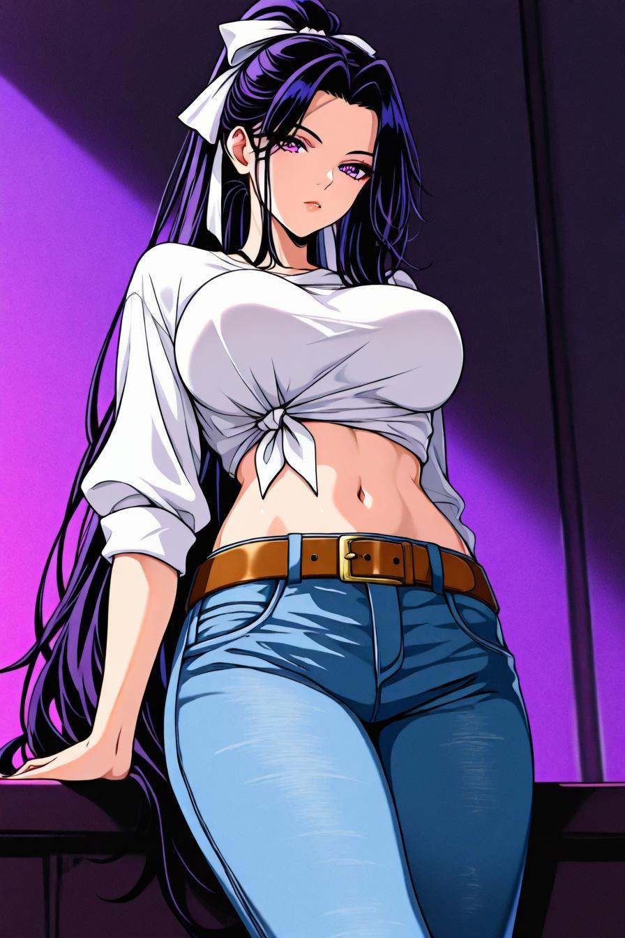 looking at the viewer,  asymmetrical clothes,  navel on Tensor.Art