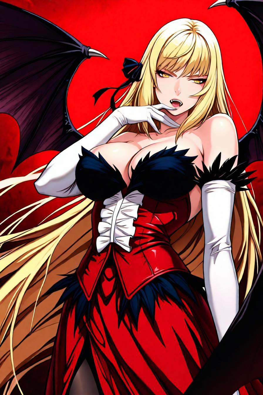 kiss-shot acerola-orion heart-under-blade,  very long hair,  blonde hair on Tensor.Art