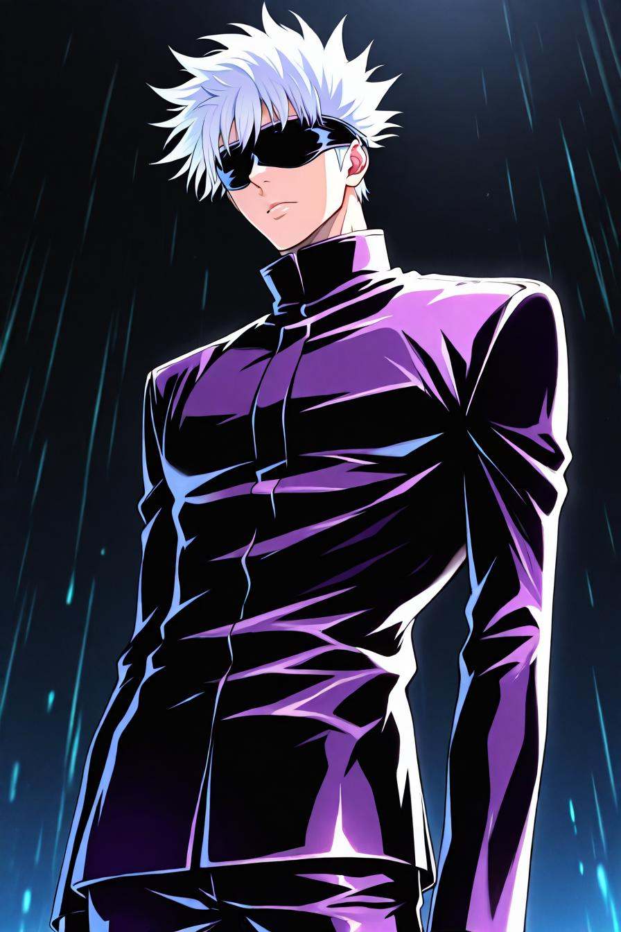 gojou satoru,  white hair,  purple pants on Tensor.Art