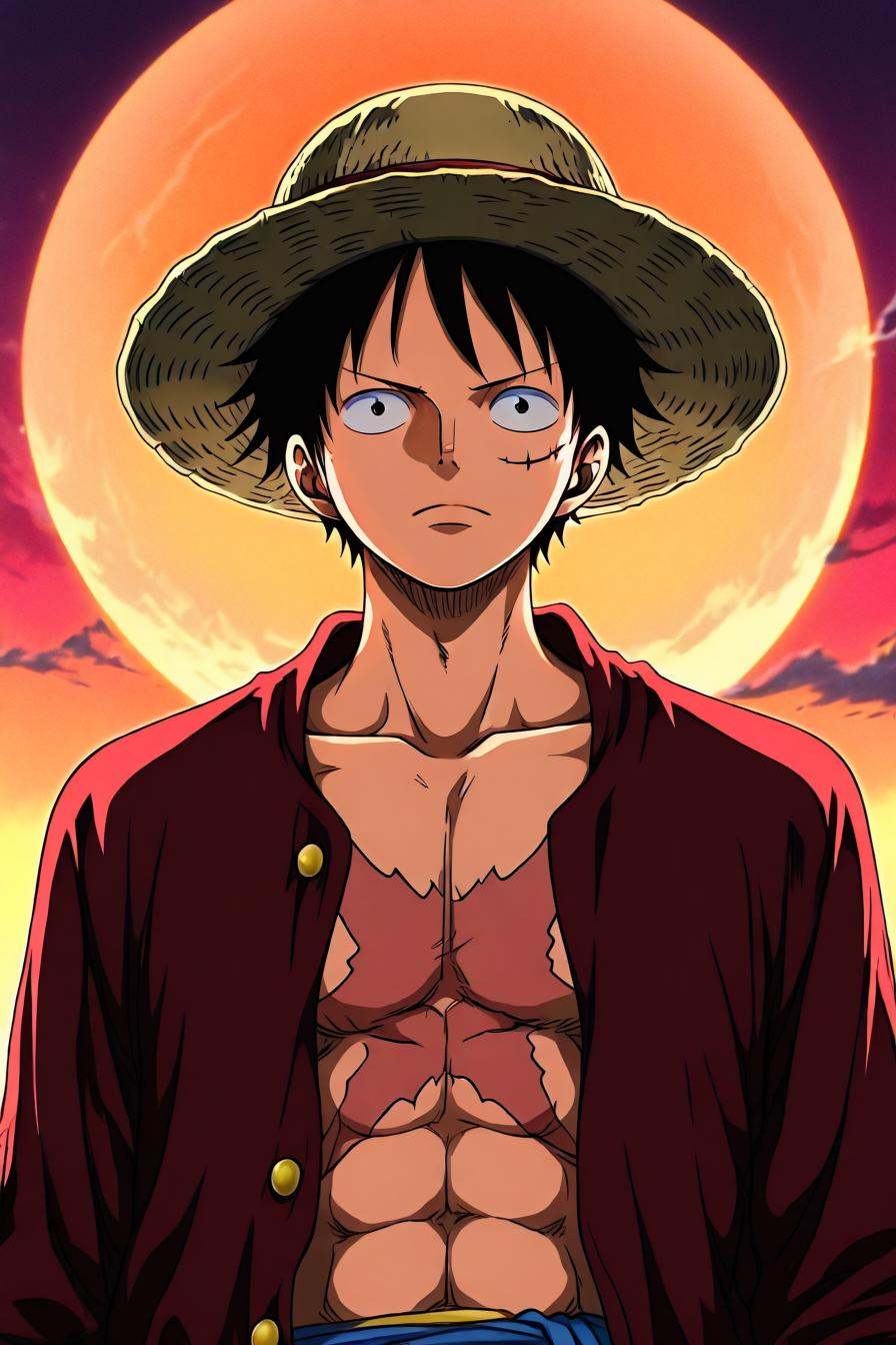 Luffy,  red jacket,  scar on chest on Tensor.Art