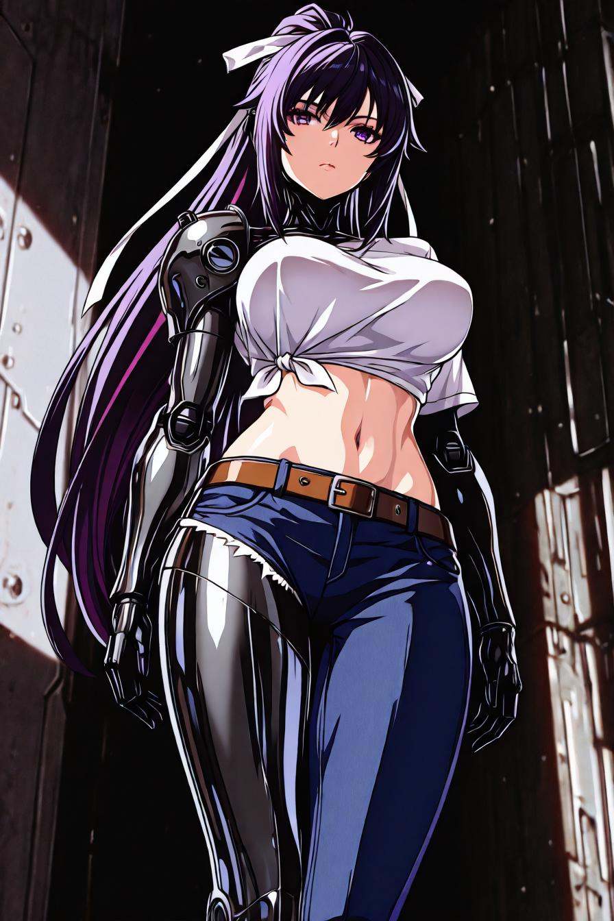looking at the viewer,  asymmetrical clothes,  navel on Tensor.Art