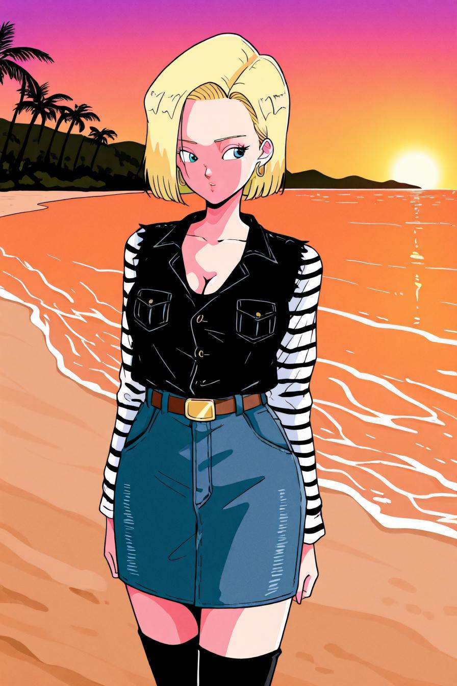 android 18,  blonde hair,  blue eyes on Tensor.Art
