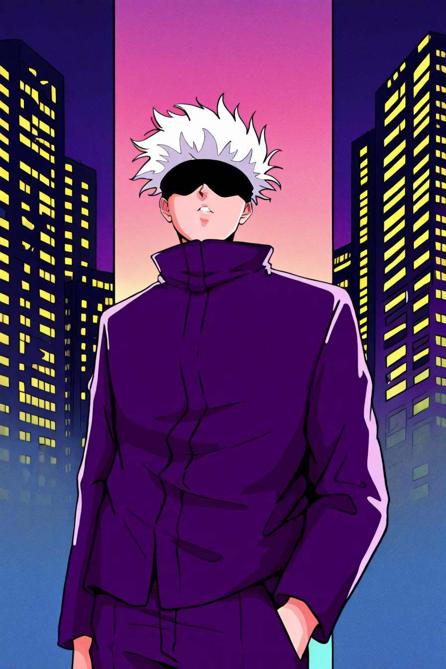 gojou satoru,  white hair,  purple pants on Tensor.Art