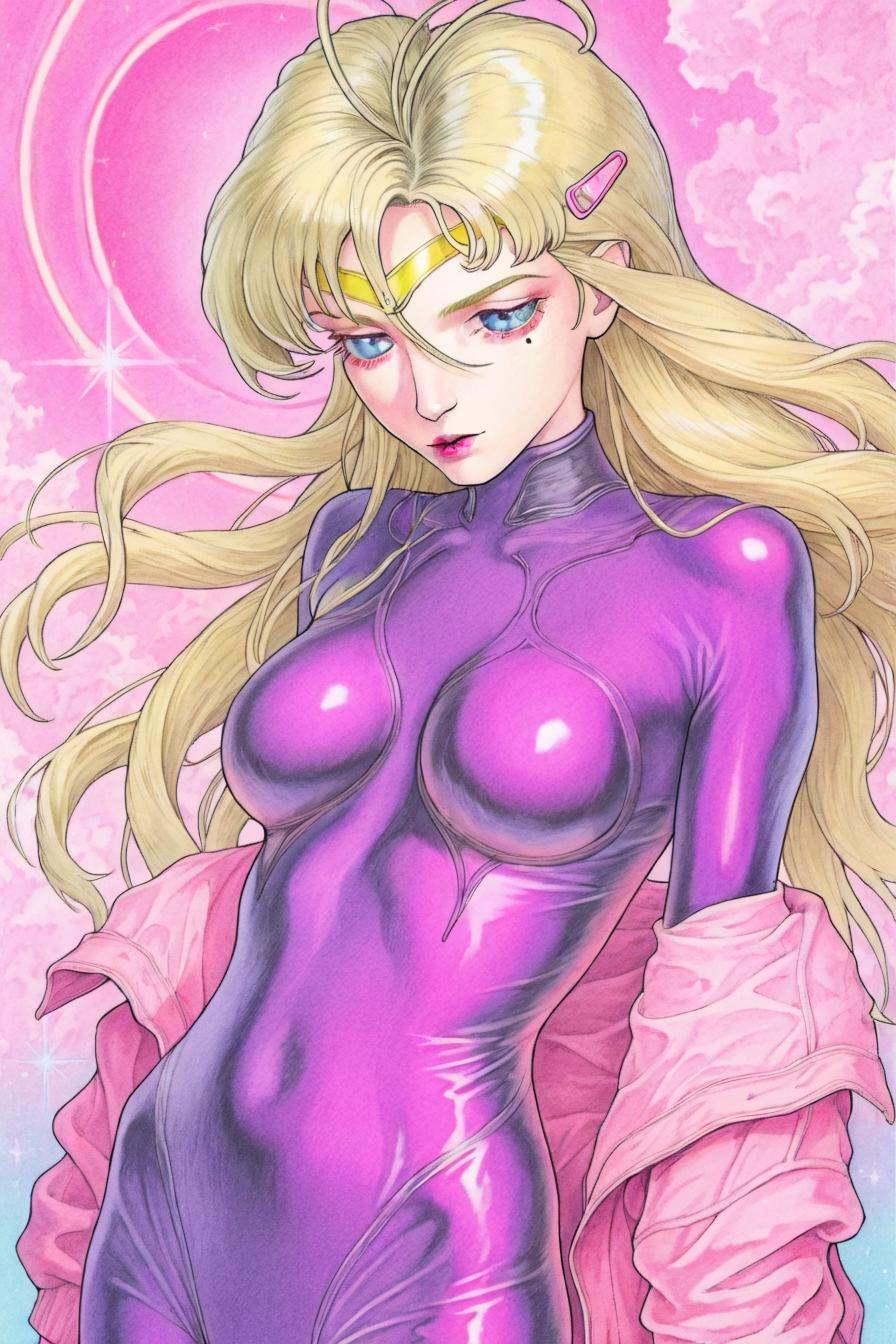 fuurinji miu,  blonde hair,  long hair on Tensor.Art
