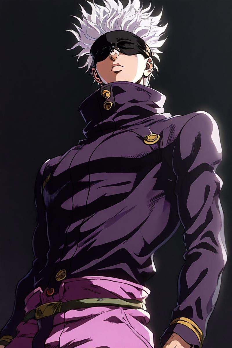gojou satoru,  white hair,  purple pants on Tensor.Art