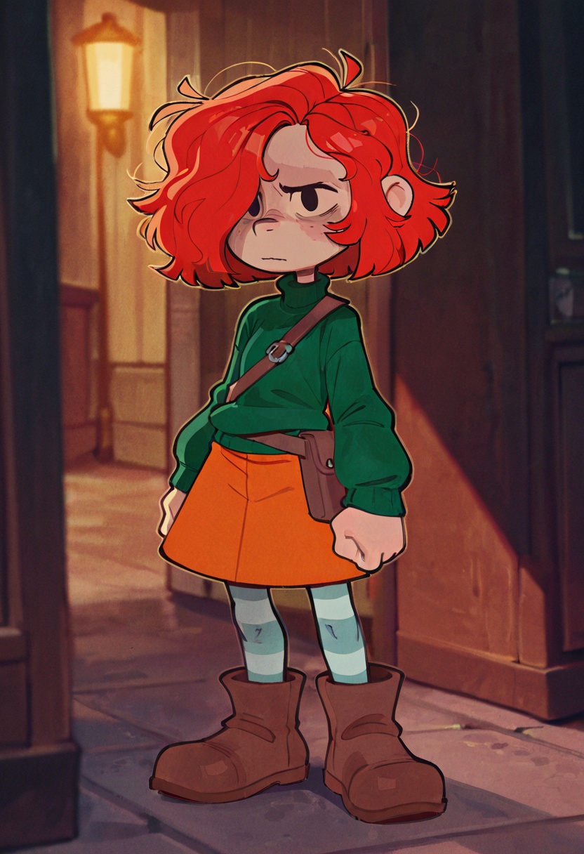 (Fanny_Fulbright),  red hair,  dot eyes on Tensor.Art