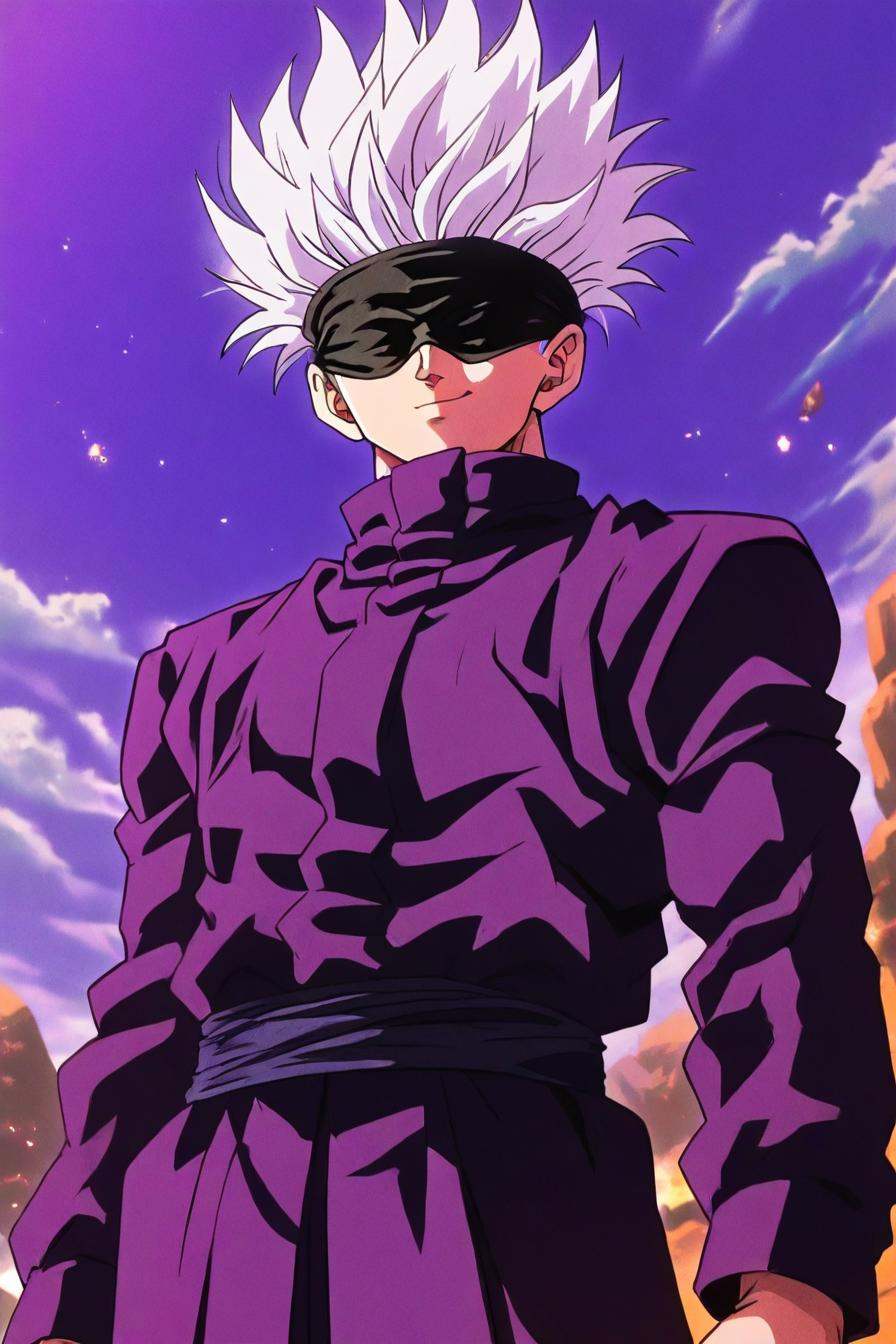 gojou satoru,  white hair,  purple pants on Tensor.Art