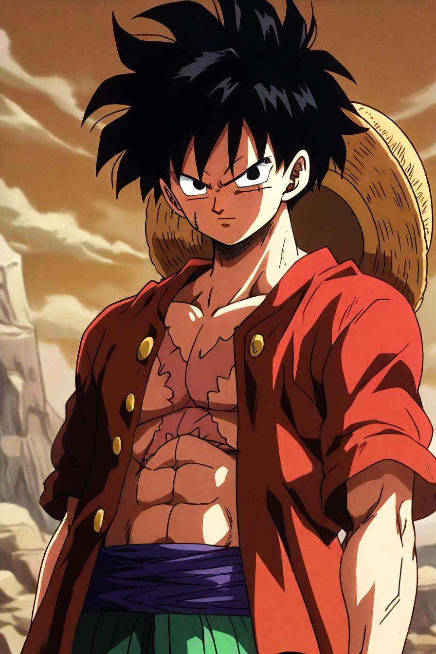Luffy,  red jacket,  scar on chest on Tensor.Art