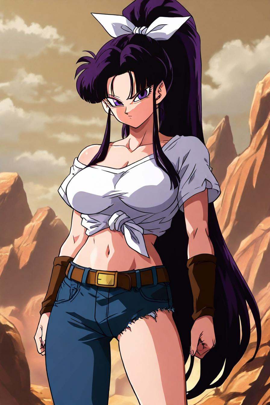 looking at the viewer,  asymmetrical clothes,  navel on Tensor.Art