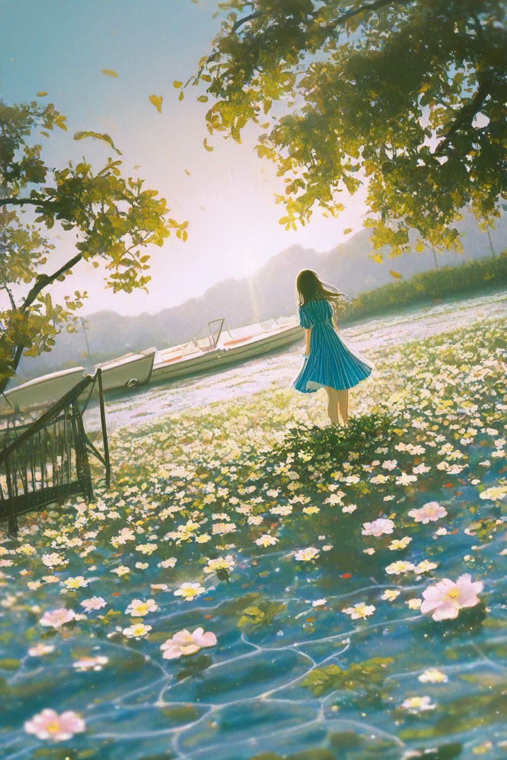 grndzro_style,  1girl,  blue dress on Tensor.Art