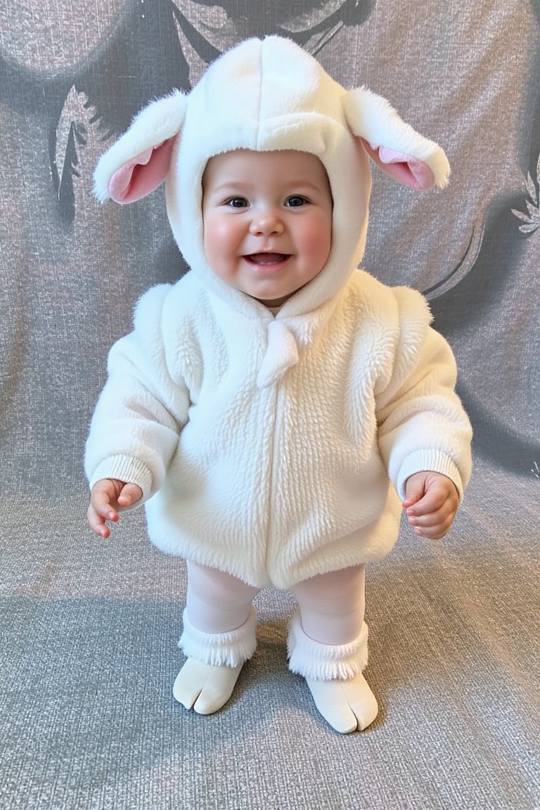 full body,  a child standing dressed in furry lamb cosplay,  lamb costume on Tensor.Art