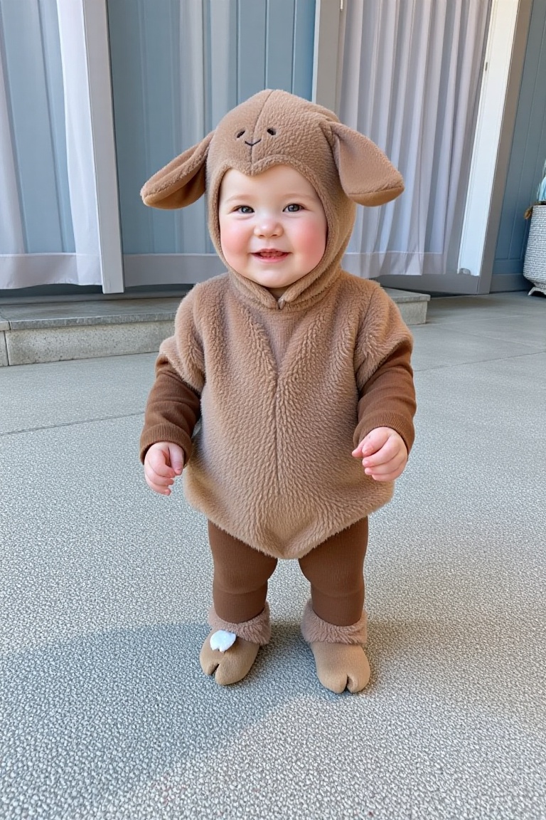 full body,  a child standing dressed in brown lamb cosplay,  lamb costume on Tensor.Art