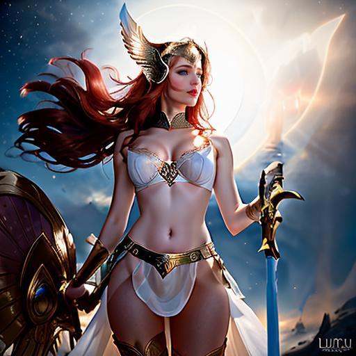 realistic digital painting of a young woman leading her armies into battle,  holding her battle standard,  general on Tens...
